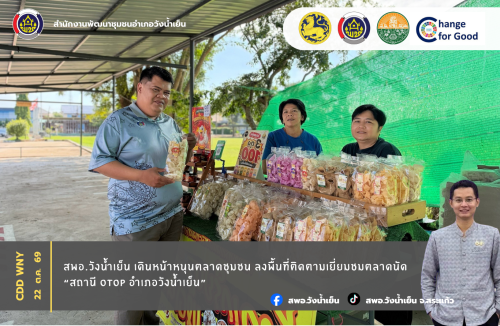 สพอ.วังน้ำเย็น เดินหน้าหนุนตลาดชุมชน ลงพื้นที่ติดตามเยี่ยมชมตลาดนัด “สถานี OTOP อำเภอวังน้ำเย็น”